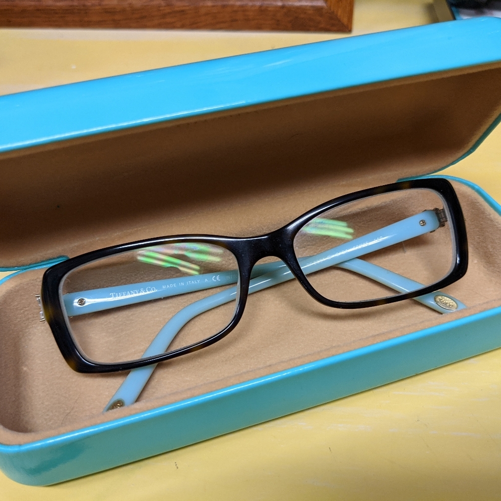 Tiffany & Co. Tourtise and havana blue rectangular